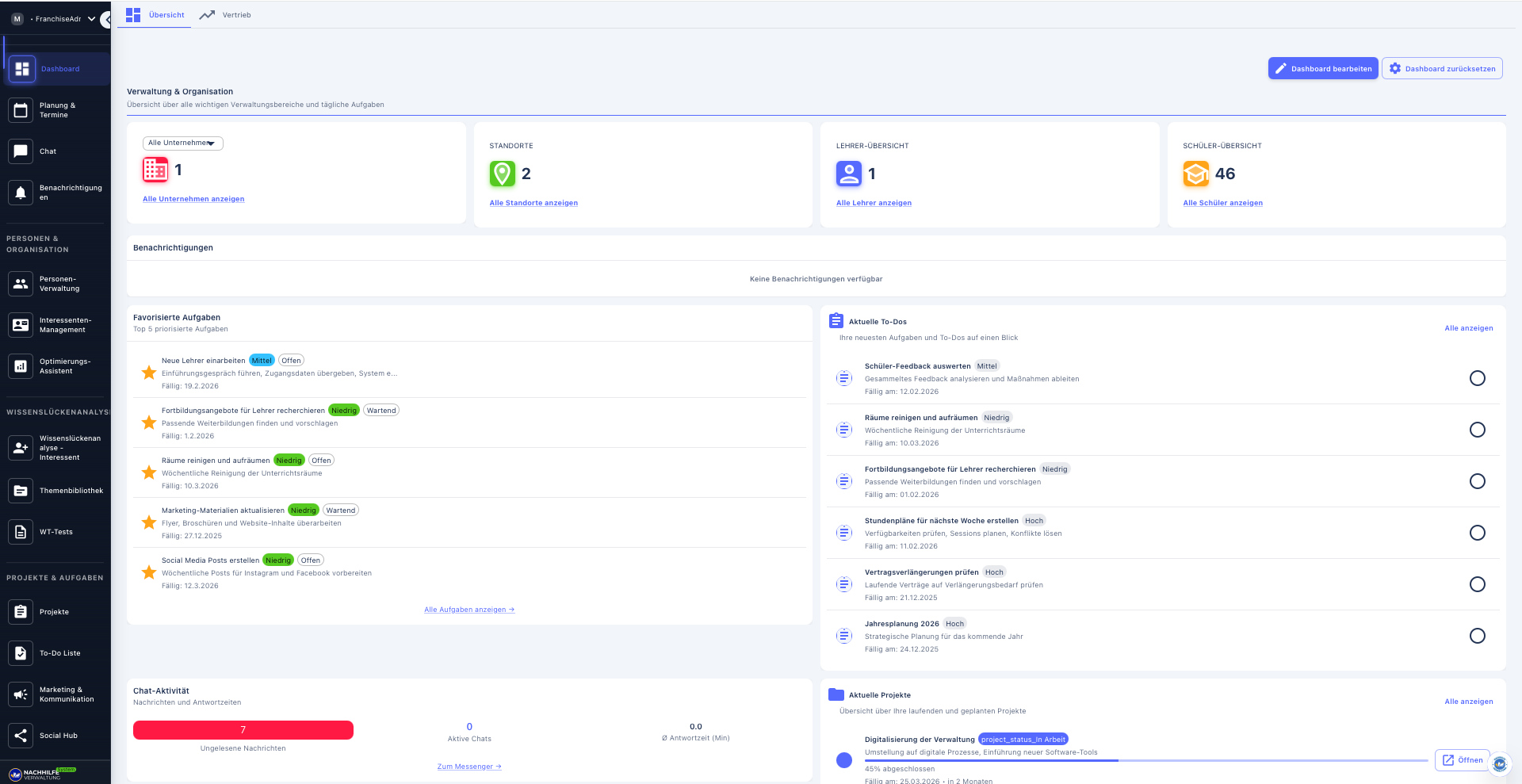 Verwaltung Nachhilfe – Eine Plattform von der Anfrage bis zur Rechnung